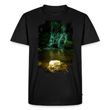 Golden Retriever with waterfall - Men's Premium Organic T-Shirt - black - Front - Nico (187cm)