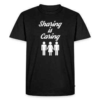 Kinky Adult Humor Gift Sharing is Caring - Men's Premium Organic T-Shirt - black - Front - Nico (187cm)