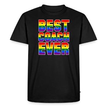 MEILLEUR ENTRAÎNEUR DE TOUS LES TEMPS - GAY PRIDE - LGBT - ARC-EN-CIEL - T-shirt Premium bio Homme - noir - Devant - Nico (187cm)