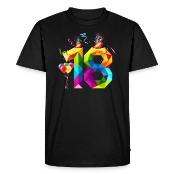 18ÈME ANNIVERSAIRE - DIX-HUIT ANS - MAJEUR - T-shirt Premium bio Homme - noir - Devant - Nico (187cm)