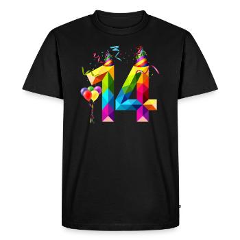 14TH BIRTHDAY - FOURTEEN - TEENAGER - TEEN TEEN - Men's Premium Organic T-Shirt - black - Front - Nico (187cm)