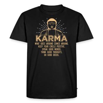 KARMA Buddha Quote - Men's Premium Organic T-Shirt - black - Front - Nico (187cm)