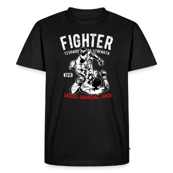 Combattant - MMA Fighter - Arts martiaux - T-shirt Premium bio Homme - noir - Devant - Nico (187cm)