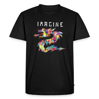 Imagine Fantasy Dragon Tattoo Style Design - Männer Premium Bio T-Shirt - Schwarz - Vorne - Nico (187cm)