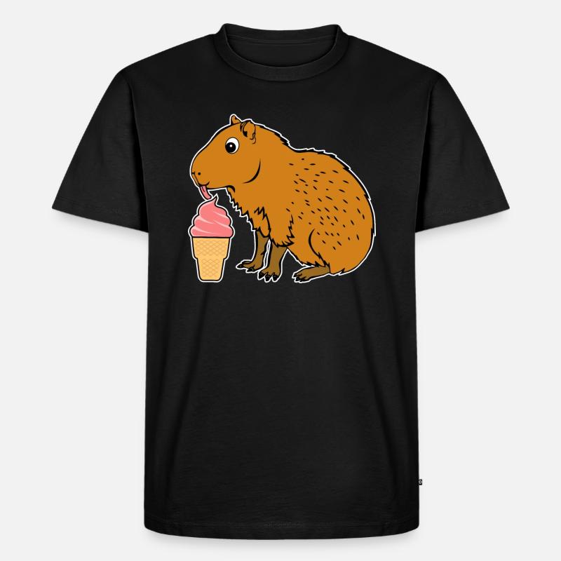 Capybara Eiscreme - Männer Premium Bio T-Shirt - Schwarz