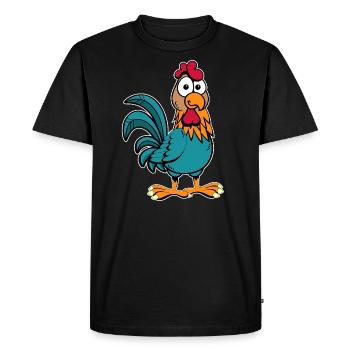 Poulet Coq - T-shirt Premium bio Homme - noir - Devant - Nico (187cm)