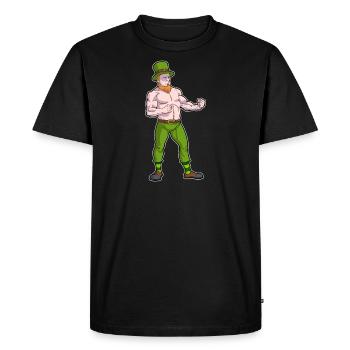 St. Patrick's Day Irish boxer Conor Leprechaun - Men's Premium Organic T-Shirt - black - Front - Nico (187cm)