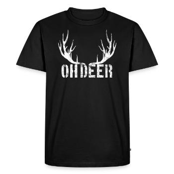 Deer Hunting Shirt "OH Deer" - Men's Premium Organic T-Shirt - black - Front - Nico (187cm)