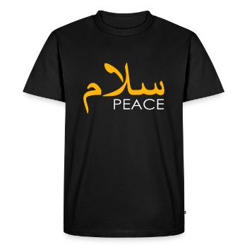 Salam Peace - T-shirt Premium bio Homme - noir - Devant - Nico (187cm)