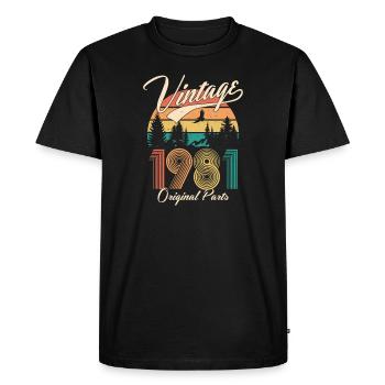 Vintage 1981 40e anniversaire cadeau de quarante ans - T-shirt Premium bio Homme - noir - Devant - Nico (187cm)