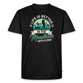 Vivre à la montagne avec un chien - Randonnée alpinisme - T-shirt Premium bio Homme - noir - Devant - Nico (187cm)