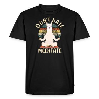 Meditation Lama Namaste Yoga Animal Alpaca saying - Men's Premium Organic T-Shirt - black - Front - Nico (187cm)