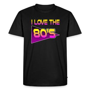 J'aime les années 80 Vintage Retro 80s - T-shirt Premium bio Homme - noir - Devant - Nico (187cm)