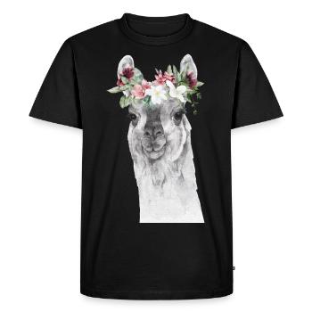 Llama - Men's Premium Organic T-Shirt - black - Front - Nico (187cm)
