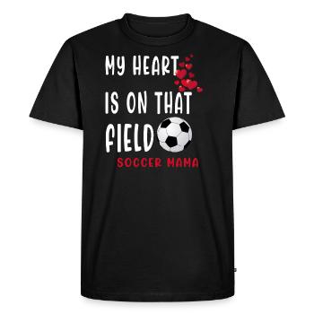 Mon cœur est sur ce terrain Soccer Mama Soccer Mom - T-shirt Premium bio Homme - noir - Devant - Nico (187cm)