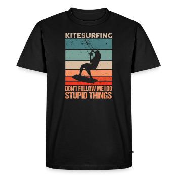 Kiteboarder Kite Surf Surfing Retro Vintage Kiting - Men's Premium Organic T-Shirt - black - Front - Nico (187cm)