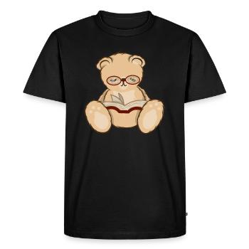 Ours ours avec des lunettes lire livre - T-shirt Premium bio Homme - noir - Devant - Nico (187cm)