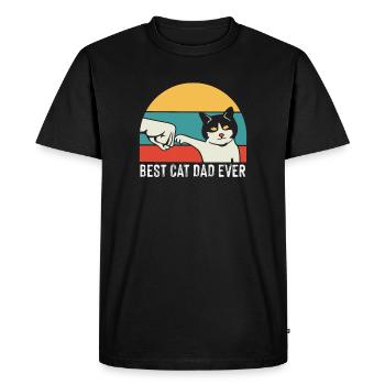 Vintage Best Cat Dad Daddy Retro - Männer Premium Bio T-Shirt - Schwarz - Vorne - Nico (187cm)