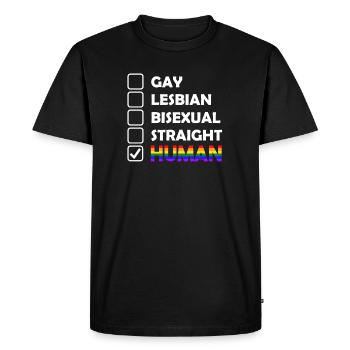 HUMAN LGBT Flag Gay Pride Month Transgenre Rainbo - T-shirt Premium bio Homme - noir - Devant - Nico (187cm)