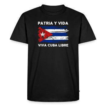 Free Patria Y Vida Cuba Drapeau Libre - T-shirt Premium bio Homme - noir - Devant - Nico (187cm)