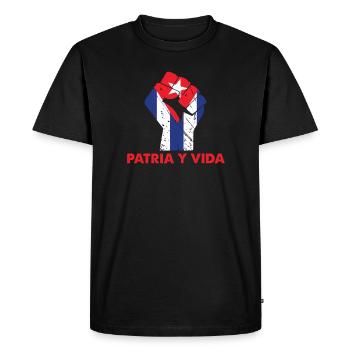 Free Patria Y Vida Cuba Drapeau Libre - T-shirt Premium bio Homme - noir - Devant - Nico (187cm)
