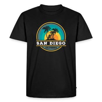 San Diego CA California Van Life Surfer USA - T-shirt Premium bio Homme - noir - Devant - Nico (187cm)