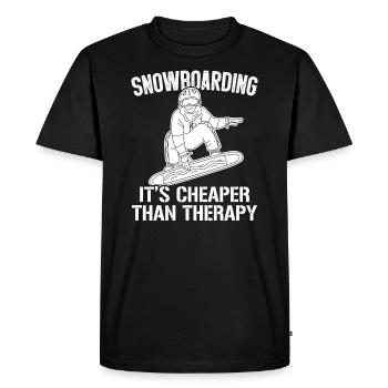 SNOWBOARDEN Snowboarden - Mannen Premium Bio T-shirt - zwart - Voor - Nico (187cm)