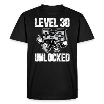 30 Birthday Level 30 Unlocked Anniversary 30 Years - Men's Premium Organic T-Shirt - black - Front - Nico (187cm)