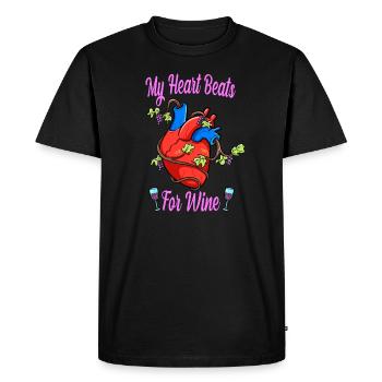 Buveur de vin Mon cœur ne bat que pour l’amateur de vin - T-shirt Premium bio Homme - noir - Devant - Nico (187cm)