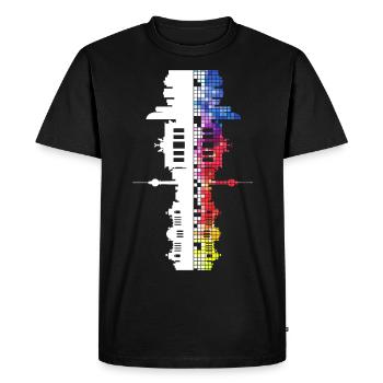 Berlin Germany City Skyline Pixel Colorful - Men's Premium Organic T-Shirt - black - Front - Nico (187cm)