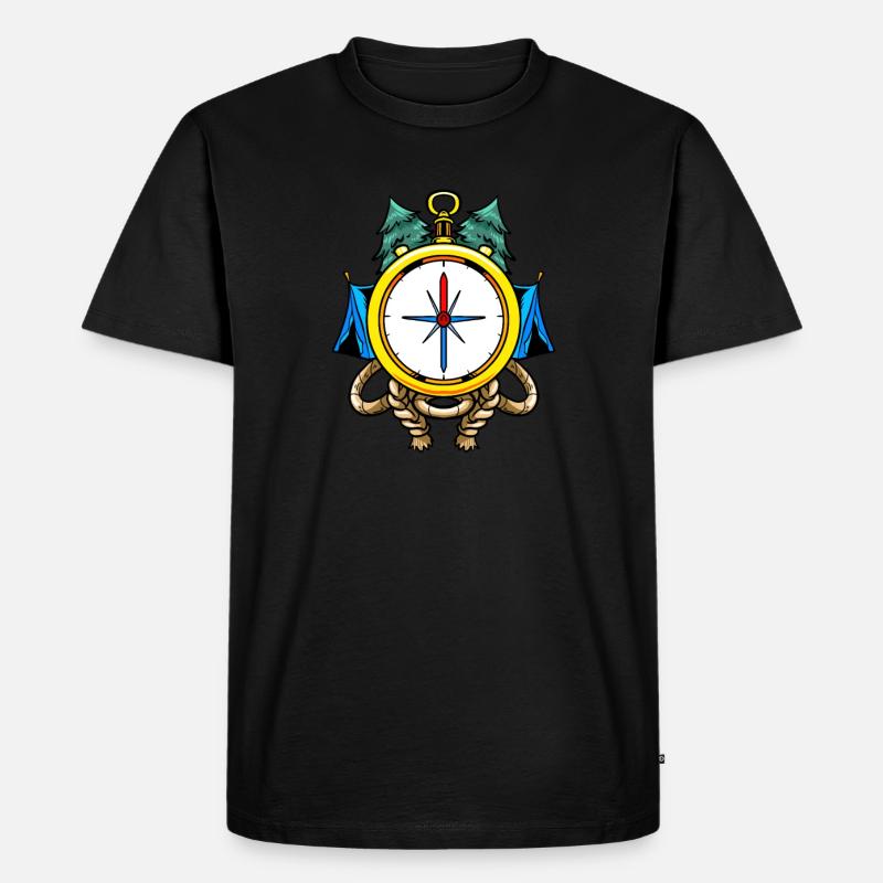 Compass Camp Campingplatz Camper Camping - Männer Premium Bio T-Shirt - Schwarz