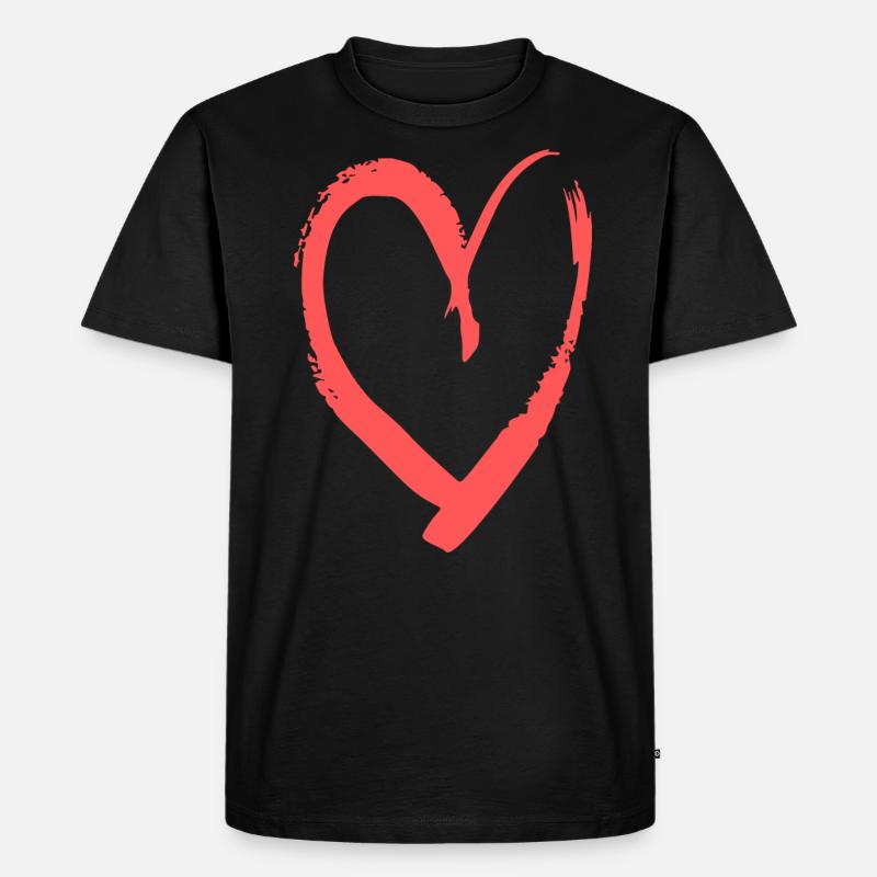 herz liebe spruch geschenk idee - Männer Premium Bio T-Shirt - Schwarz
