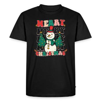 Bonhomme de neige rétro de Noël - T-shirt Premium bio Homme - noir - Devant - Nico (187cm)