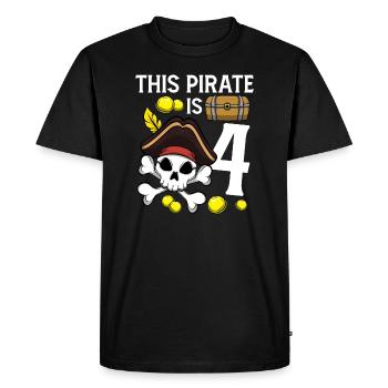 Squelette Ce pirate est le 4ème anniversaire du pirate - T-shirt Premium bio Homme - noir - Devant - Nico (187cm)