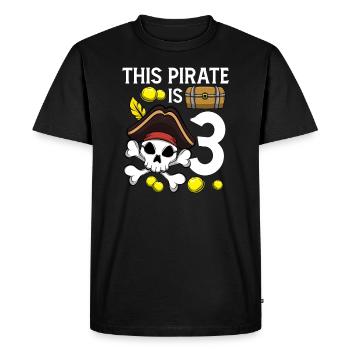 Squelette Ce pirate est le 3ème anniversaire du pirate - T-shirt Premium bio Homme - noir - Devant - Nico (187cm)