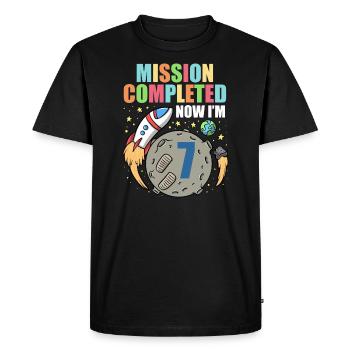 Space Birthday 7 Astronaut Planets Rocket Ship - Men's Premium Organic T-Shirt - black - Front - Nico (187cm)