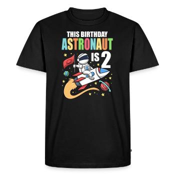 Space Birthday 2 Astronaut Planets Rocket Ship - Men's Premium Organic T-Shirt - black - Front - Nico (187cm)