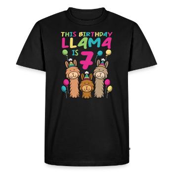 Llama Anniversaire 7ème anniversaire Fête Alpaga Fille - T-shirt Premium bio Homme - noir - Devant - Nico (187cm)