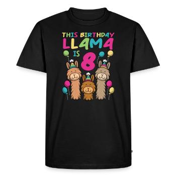 Lama Anniversaire 8ème anniversaire Fête Alpaga Fille - T-shirt Premium bio Homme - noir - Devant - Nico (187cm)
