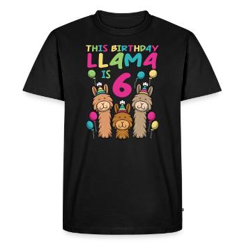 Lama Anniversaire 6ème anniversaire Fête Alpaga Fille - T-shirt Premium bio Homme - noir - Devant - Nico (187cm)