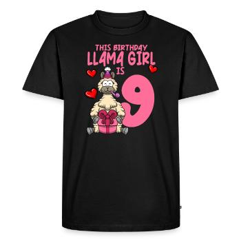 Llama Anniversaire 9ème anniversaire Fête Alpaga Fille - T-shirt Premium bio Homme - noir - Devant - Nico (187cm)