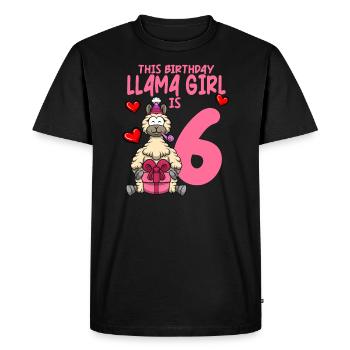Lama Anniversaire 6ème anniversaire Fête Alpaga Fille - T-shirt Premium bio Homme - noir - Devant - Nico (187cm)
