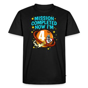 Space Birthday 4 Astronaut Planets Rocket Ship - Men's Premium Organic T-Shirt - black - Front - Nico (187cm)