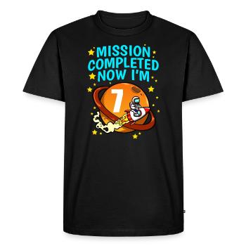 Space Birthday 7 Astronaut Planets Rocket Ship - Men's Premium Organic T-Shirt - black - Front - Nico (187cm)