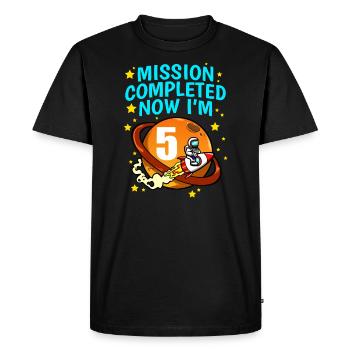 Space Birthday 5 Astronaut Planets Rocket Ship - Men's Premium Organic T-Shirt - black - Front - Nico (187cm)