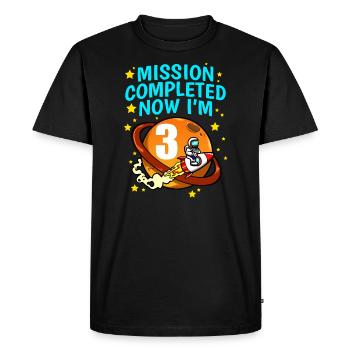 Space Birthday 3 Astronaut Planets Rocket Ship - Men's Premium Organic T-Shirt - black - Front - Nico (187cm)