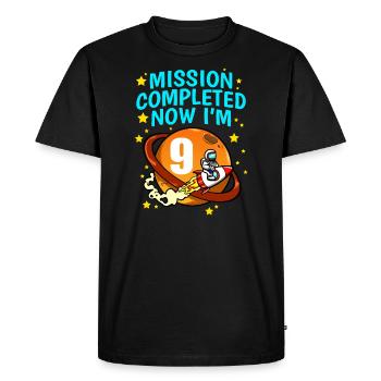 Space Birthday 9 Astronaut Planets Rocket Ship - Men's Premium Organic T-Shirt - black - Front - Nico (187cm)