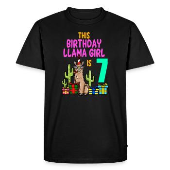 Llama Girl 7ème anniversaire Fête Alpaga - T-shirt Premium bio Homme - noir - Devant - Nico (187cm)