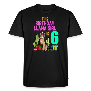 Llama Girl 6ème anniversaire Fête Alpaga - T-shirt Premium bio Homme - noir - Devant - Nico (187cm)