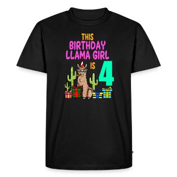 Llama Girl 4ème anniversaire Fête Alpaga - T-shirt Premium bio Homme - noir - Devant - Nico (187cm)